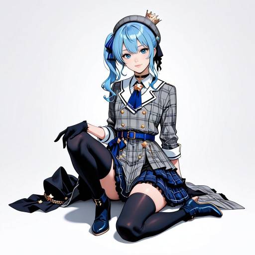 Blue-Haired Virtual YouTuber in Costume