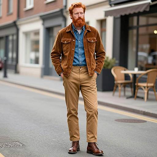 Red-haired man in casual urban outfit