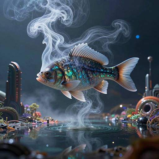 Surreal Smoke and Water Fish