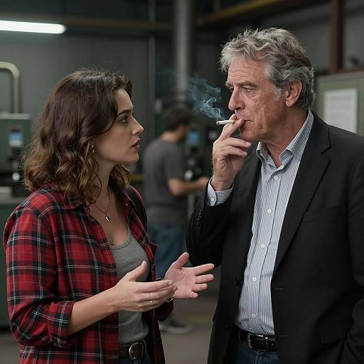 Dialogue in Dim Industrial Atmosphere