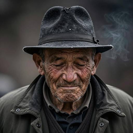 Close-Up of an Old Man in Shadows