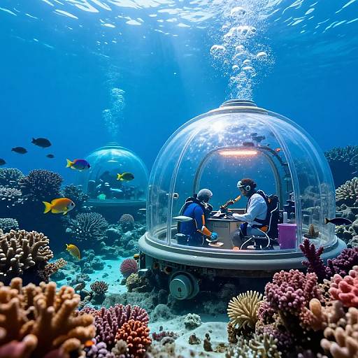 Underwater Research Base Amid Coral Reefs