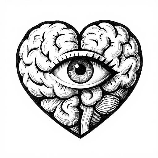 Cryptocurrency Heart-Brain Eye Drawing