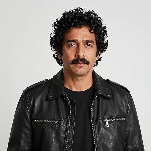 Stylish Man in Black Leather Jacket