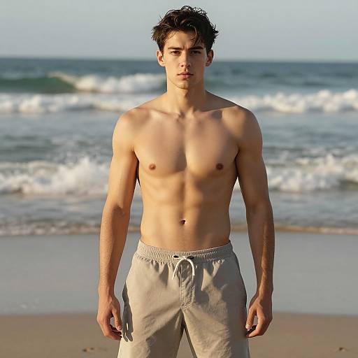 Fit Young Man with Six Pack Abs