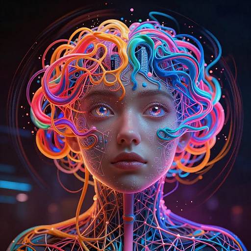 AI Artist in Futuristic Neural Landscape