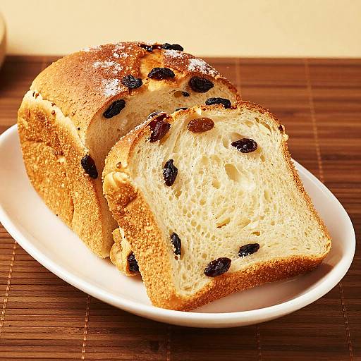 Close-Up Raisin Bread on Plate