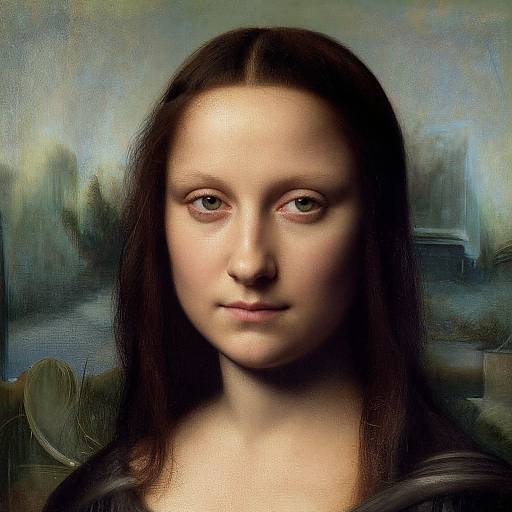 Digital artwork of a young woman with fair skin, long brown hair, and green eyes, resembling the 