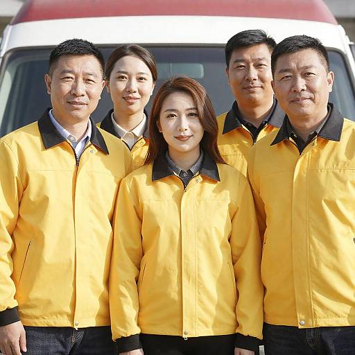 Outdoor Portrait of Four in Yellow Jackets