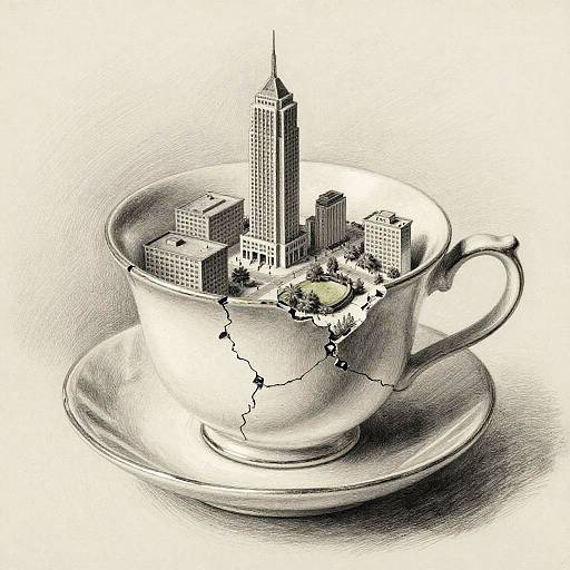 Trompe-l'œil Miniature City Teacup