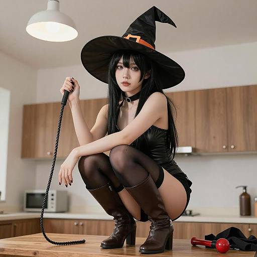 Witch Hat Woman in Gothic Attire