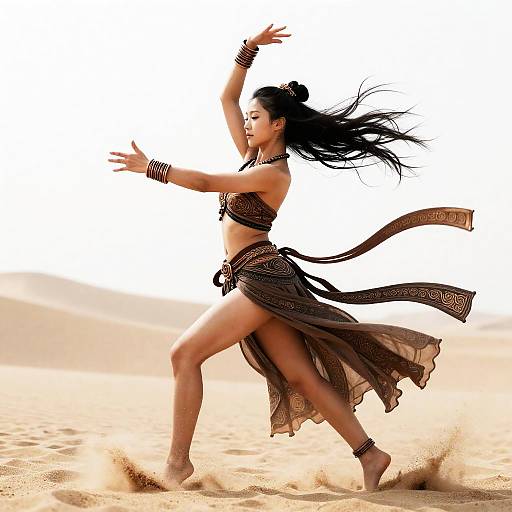 Graceful Sandstorm Dancer Silhouette