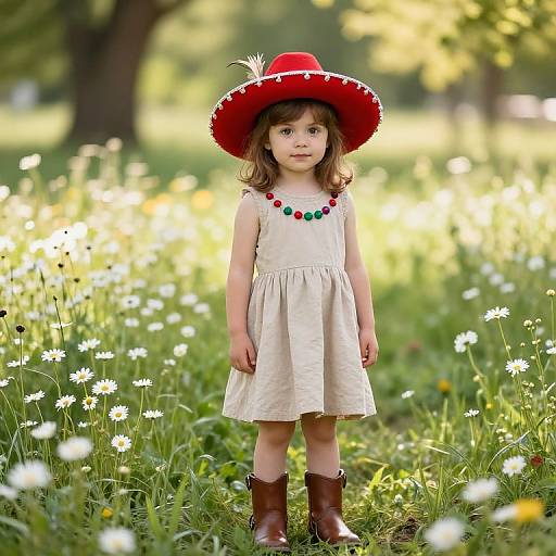 Curious Girl in Sunny Meadow
