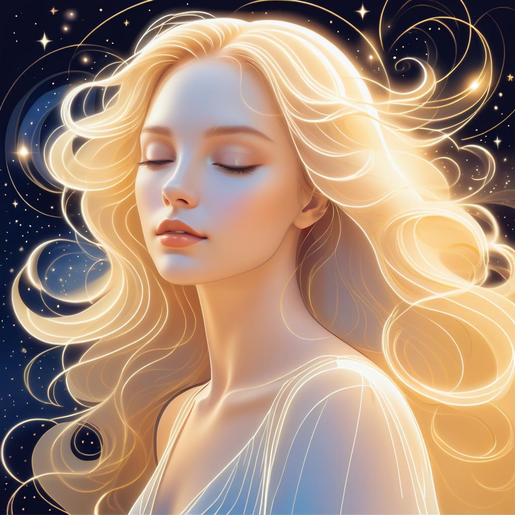 Ethereal Woman with Golden Hair Illustration