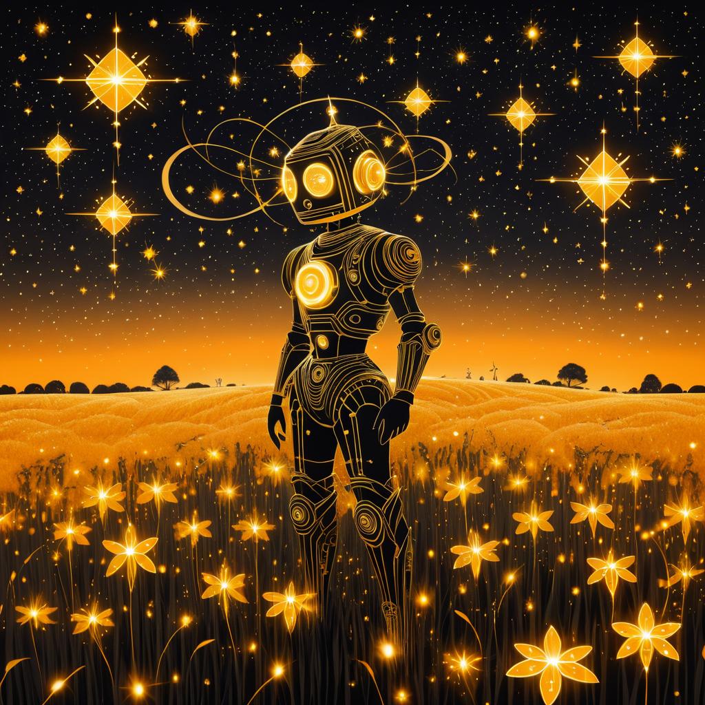 Surreal Robot in a Starry Field