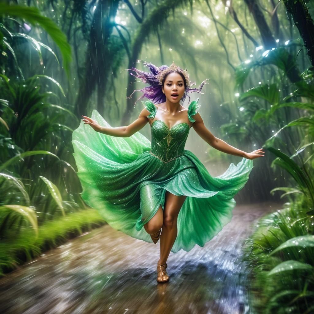 Fairy in a Rain-Soaked Garden Chase