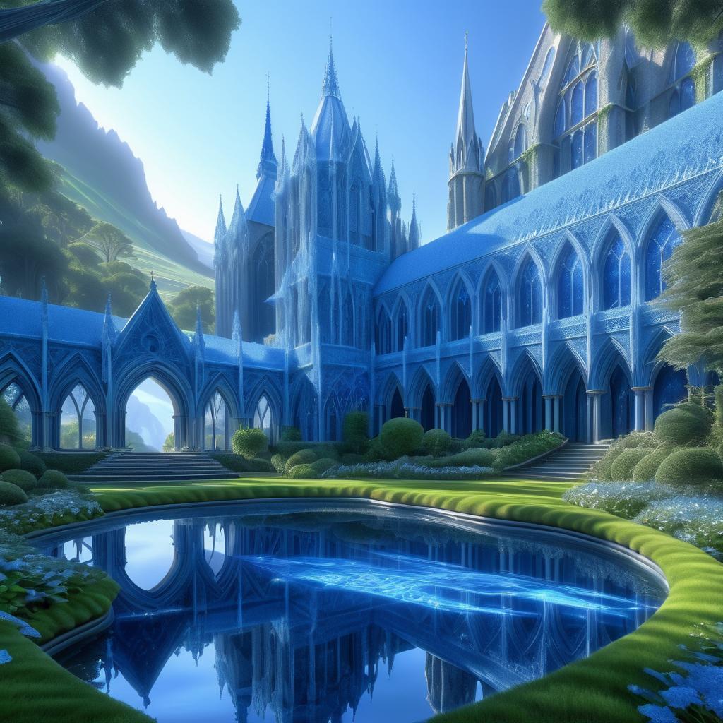 Majestic Elven Cathedral in Ethereal Garden