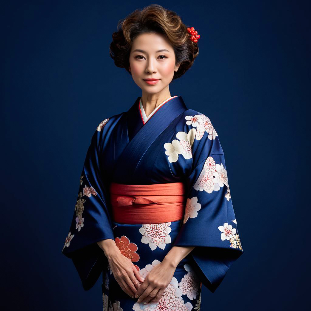 Elegant Kimono Portrait of a Serene Woman