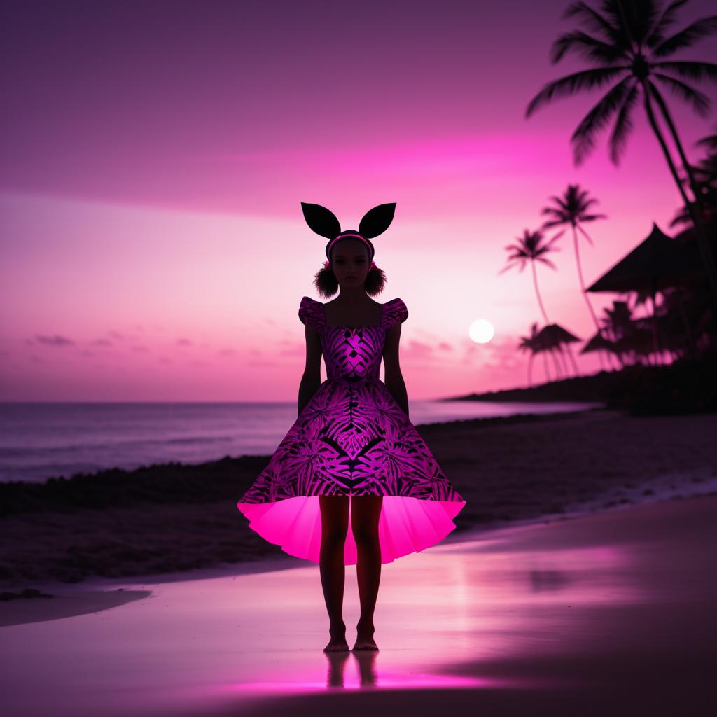 Alice in Wonderland Beach Sunset Scene