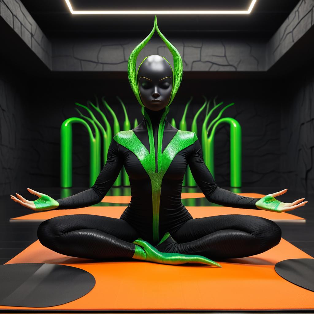 Reptilian Yoga in a Futuristic Space