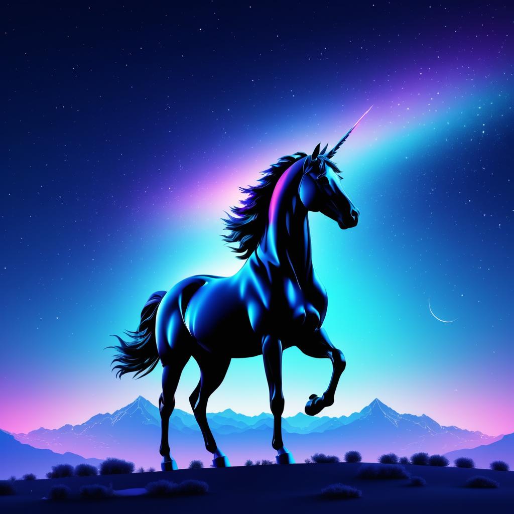 Enchanted Unicorn Under Fluorescent Skies