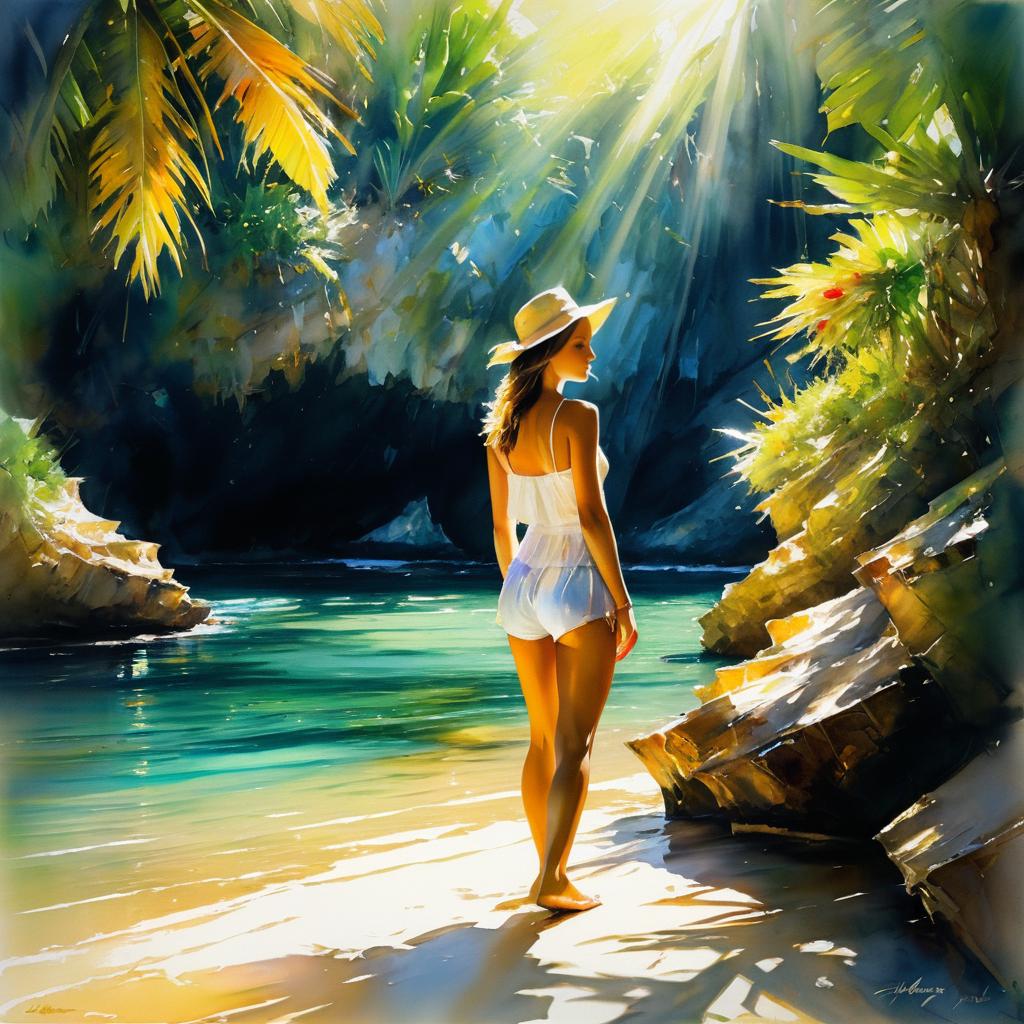 Impressionist Girl in Tropical Cove