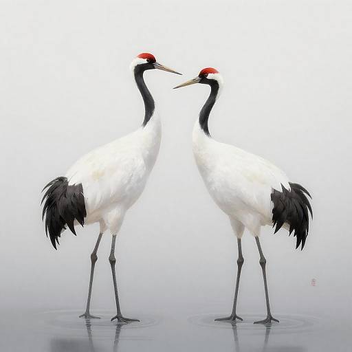 Serene White Cranes in Shallow Water