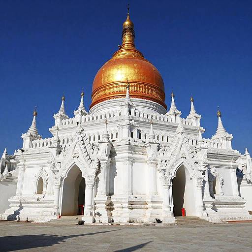 Vibrant Buddhist Temple with Golden Dome