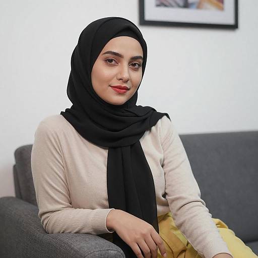 Portrait of Woman in Black Hijab