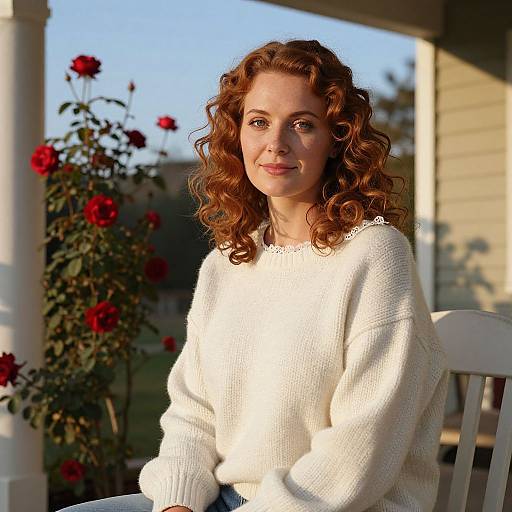 Countryside Woman in Cozy Sweater
