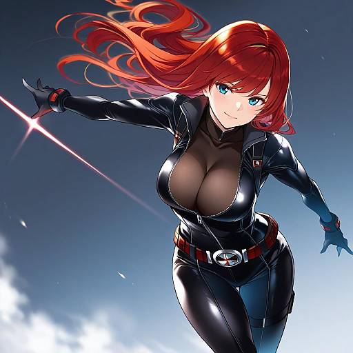 Illustration of Black widow, marvel in the style of Ken (coffee michikusa)