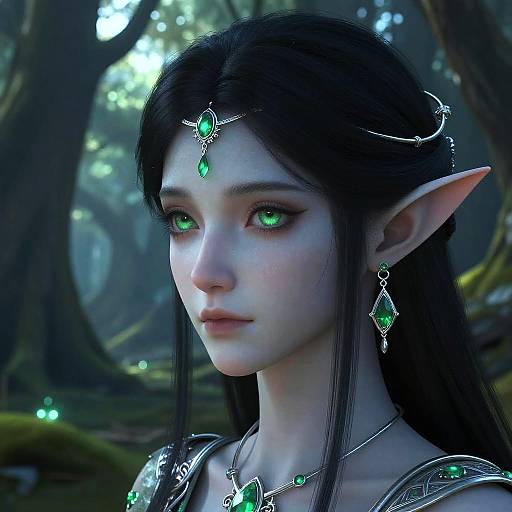 Ethereal Fantasy Elf with Emeralds