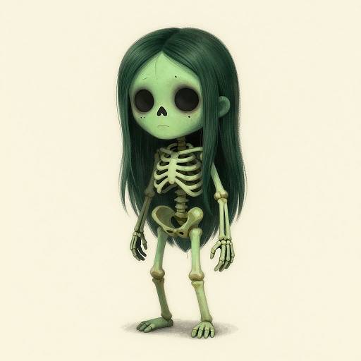 Photorealistic Green Skeleton Girl Illustration