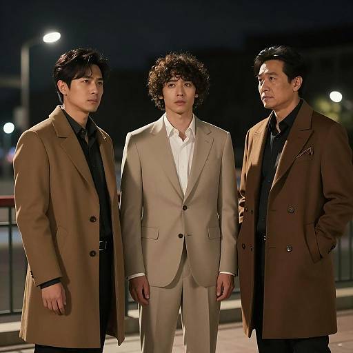 Nighttime Gathering of Three Distinct Men