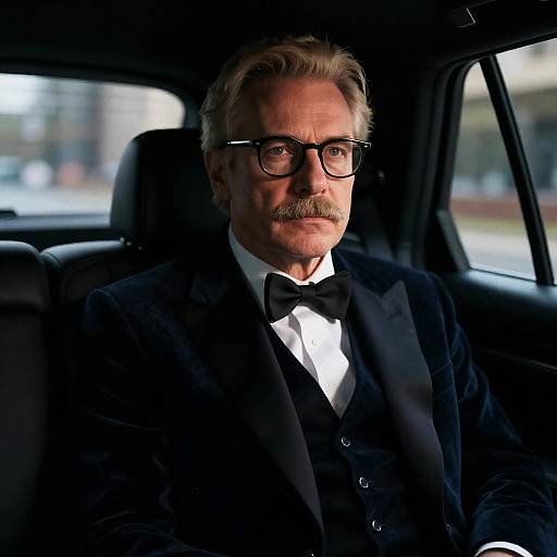 Serious Middle-Aged Man in Luxury Car