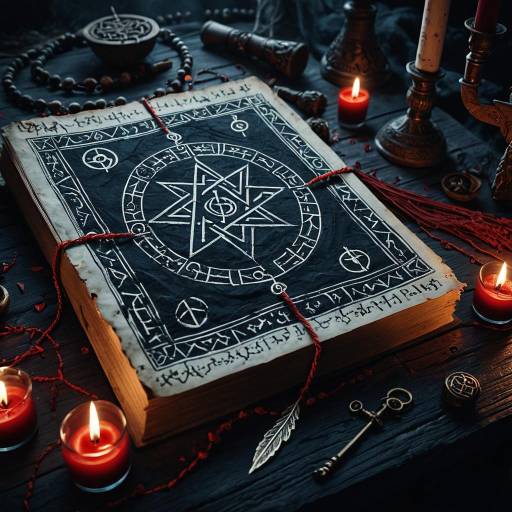 Occult Grimoire with Ancient Symbols and Ritual Candles