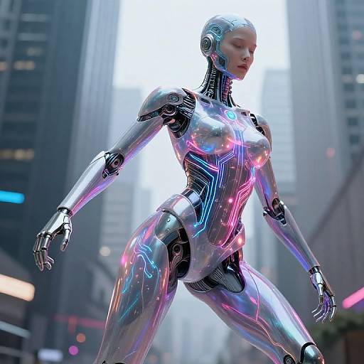 Futuristic AI Humanoid Body Morph