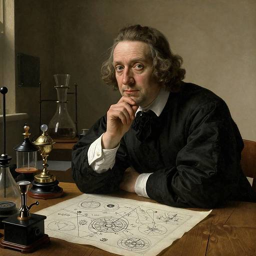 Photograph of a middle-aged man with wavy gray hair, wearing a black shirt, pensive expression, resting chin on hand, at a wooden