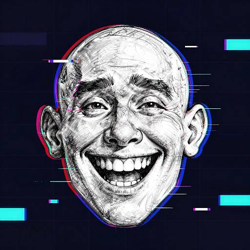 Glitchy Trool Face Caricature Sketch