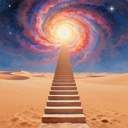 Surreal Desert Staircase to Cosmos