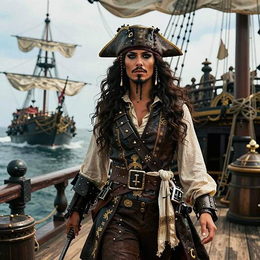 Fearless Pirate Queen on Ship Deck