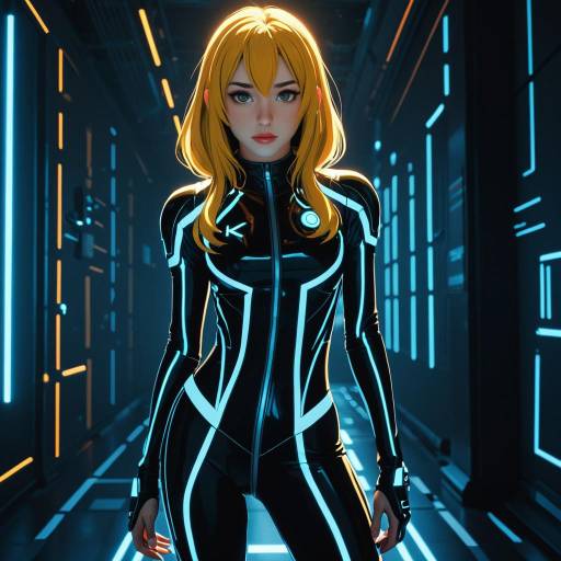 Cinematic Hacker: Golden-Haired Anime Beauty
