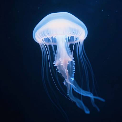 Ethereal Luminous Jellyfish in Abyss