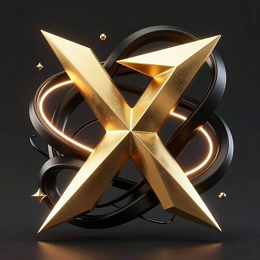 Futuristic Gold and Black Chaos Symbol