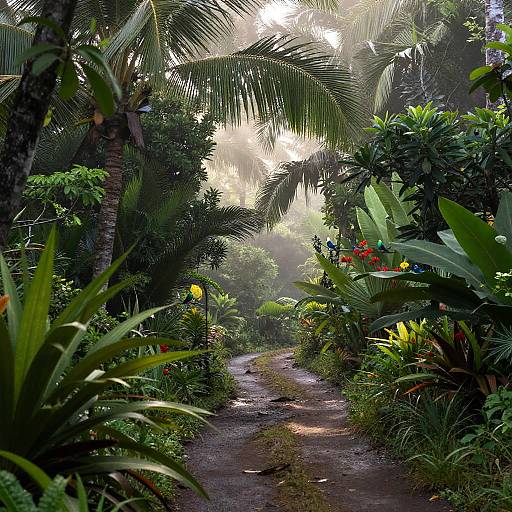 Caribbean Jungle Path at Misty Dawn