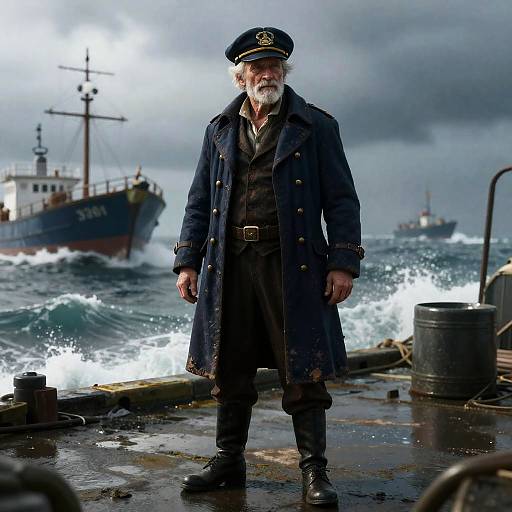 Mysterious Elderly Sea Captain Portrait