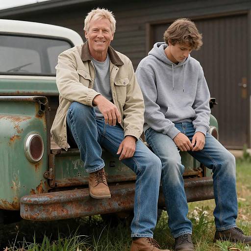 Relaxed Moments on a Vintage Truck