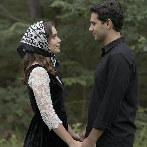 Couple Holding Hands in Forest