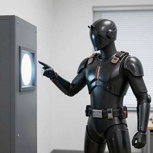 Futuristic Humanoid in Black Armor