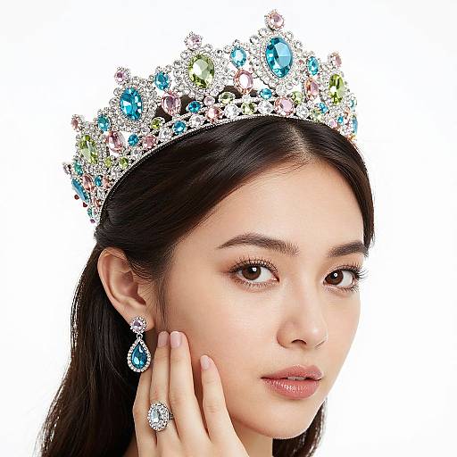 Elegant Bridal Woman with Rhinestone Crown
